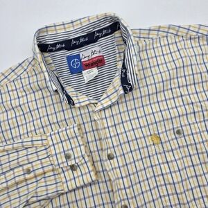 Wrangler George Straight Shirt Men's XL Cowboy Cut‎ Yellow Plaid Western Rodeo